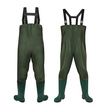 Вейдерси, водонепроникні рибальські вейдерси з нейлону 70D, композитного ПВХ, рибальські штани з нековзними гумовими чобітьми, вейдерси для ставка, вейдерси для захисту від повені, для будівельних майданчиків, риболовлі, ферм, садів, без гачків, розмір L,