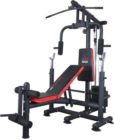 Універсальна силова станція Train Hard, багатофункціональна лавка для ваги зі штангою, стійка для лат, розгинання ніг метелик, згинання ніг 60 кг, складна вага