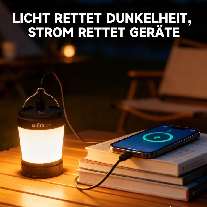 Ліхтар для кемпінгу Sofirn LT1S з плавним регулюванням яскравості, акумуляторний кемпінговий ліхтар 2700k-6500k, USB-C, режими червоного світла SOS, час роботи до 500 годин, водонепроникний наметовий ліхтар IPX8 для кемпінгу, походів, відключення електрое