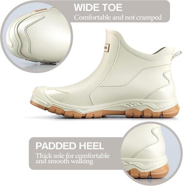 Чоловічі та жіночі гумові чоботи короткі та до середини литки, стильні, водонепроникні, нековзні, підходять для дощових днів та слизької підлоги, садове взуття, розміри 38-46 EU, розмір 42 EU, бежеві, 538