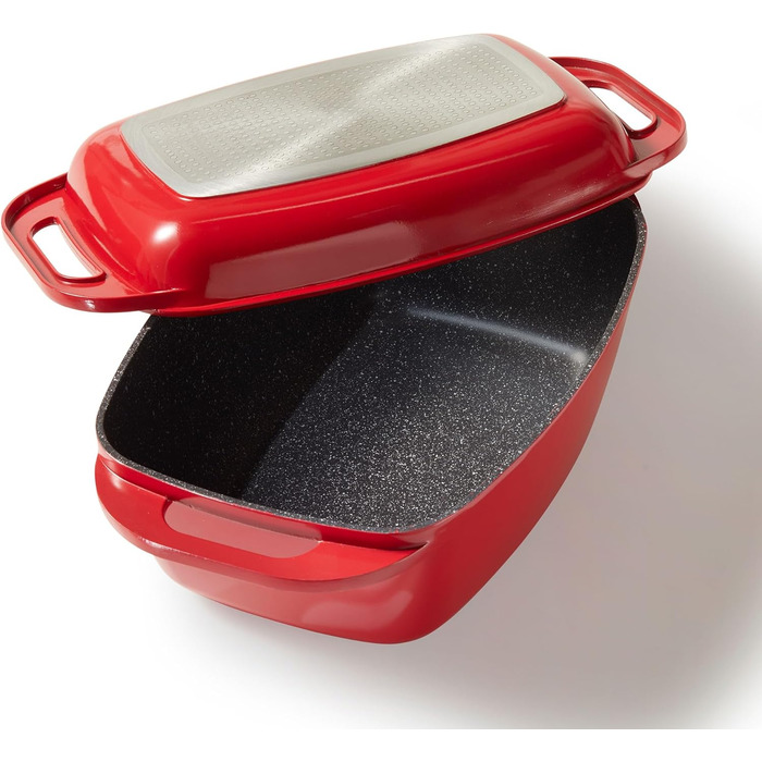 Лита алюмінієва жаровня з кришкою 43x26 см, 7,8 л Індукційна духовка безпечна для всіх типів плит, кришку можна використовувати як