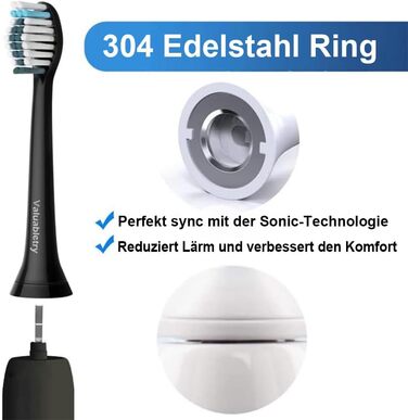 Змінних щіток Whitening Clean, сумісних з електричною зубною щіткою Philips Sonicare, 8 білих і 8 чорних щіток., 16