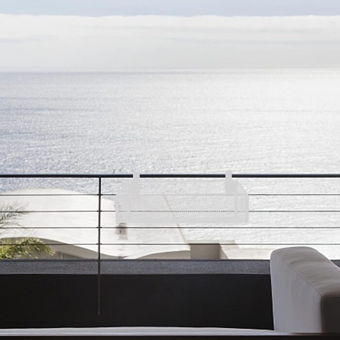 Настінна полиця Cabilock з металевої сітки білого кольору - міцний кошик для зберігання з підвісним пристроєм для ліжка, тумбочки та офісу, підвісна полиця для книг, косметики, пультів дистанційного керування (свердління не потрібне)