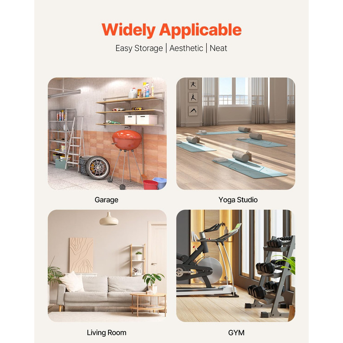 Стійка для зберігання домашніх гімнастик VEVOR, підставка для зберігання, тримач для килимка для йоги, стійка для килимка для йоги з колесами та гачками, стійка для штанги та важкої атлетики для домашнього фітнес-обладнання, 41 x 16 x 35 дюймів