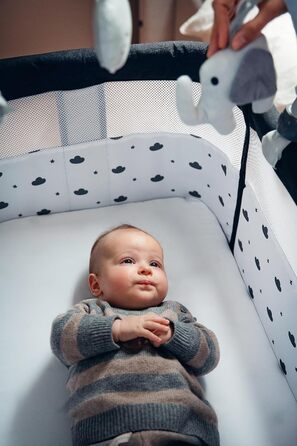 Багатофункціональна тумбочка та дитяче ліжко MoMi REVO, 6-рівневе регулювання висоти від 72 до 82 см, темно-сірий колір