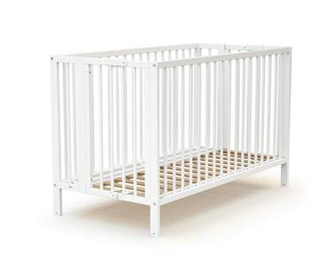 Складане дитяче ліжко 60x120 см Біле Складане дерев&39яне дитяче ліжко на колесах Біле 60 x 120-124,5 x 64,5 x 87,5 см, 4 - PRO ESSENTIEL