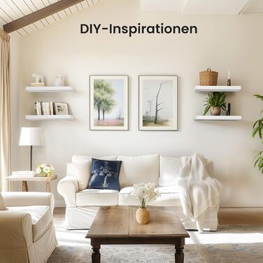 Настінна полиця STOREMIC, Білі настінні полиці 40 см, Комплект з 1 плаваючої полиці Біла, Сучасна декоративна полиця з лаконічним покриттям для спальні, кухні, офісу, вітальні тощо.