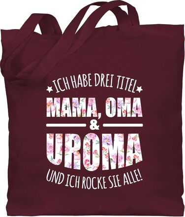 Сорочниця - Бавовняна сумка - Сумки для мами - У мене три титули - Прабабуся - Подарунок для прабабусі 1 Бордо червоний