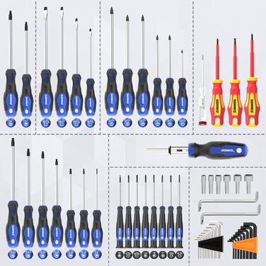Набір магнітних викруток SORAKO 118 шт. , вкл. викрутки з храповиком, біти, прецизійні викрутки, ізольовані викрутки, тестер напруги, для ремонту вдома та в офісі 118PCS