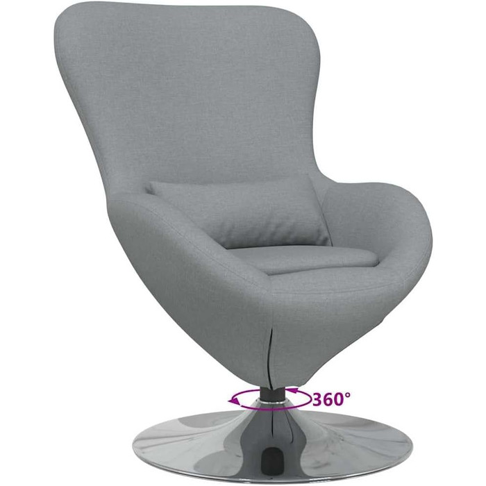 Крісло-яйце світло-сіре 63 x 73 x 90 см Тканина, Вітальня, Сучасне обертове крісло-яйце, Стильні меблі для дому, Елегантне крісло для відпочинку та комфортне рішення