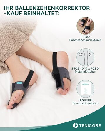 Покращує корекцію Hallux Valgus за допомогою 2 кутових прасок, потовщених силіконових накладок, розширювача пальців ніг, 1 пара шкарпеток-бандажів для Hallux Valgus