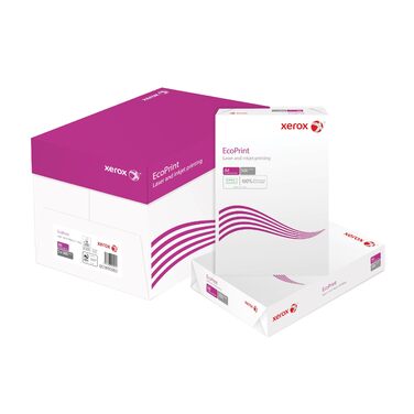 Копіювальний папір Xerox EcoPrint, 75 г/м, A4, білий, без деревної маси ECF - 1 коробка, 5 упаковок, 2500 аркушів