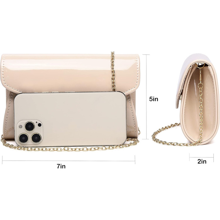 Мініатюрна вечірня сумочка-клатч з лакованої шкіри Цукерковий блиск для вечірок, свят та побачень. Колір - нюдовий