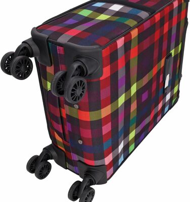 Дорожній візок SoftLITE 4w Валіза з міцного поліестеру Легкий візок з чотирма подвійними колесами Кодовий замок TSA (різнокольорова клітинка, S - ручна поклажа 55 см) Різнокольорова клітинка