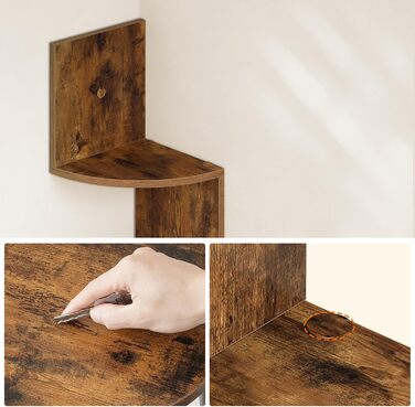 Настінна полиця HOOBRO, комплект із 2 предметів, кутова полиця, плаваюча полиця, 4-ярусна полиця, унікальний зигзагоподібний дизайн, компактна, для вітальні, спальні, їдальні, ретро-коричневий EBF25BJP201 темно-коричневий чорний 20 x 20 x 105 см