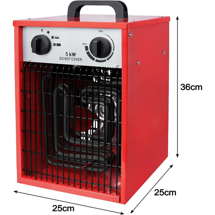 Електричний обігрівач з вентилятором 5 кВт, енергозберігаючий електричний обігрівач з 3 режимами нагріву, професійний промисловий обігрівач із захистом від перевантаження для використання всередині та зовні приміщень (5000 Вт)