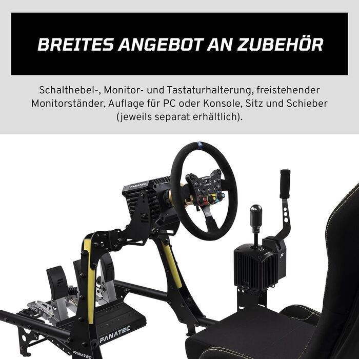 Кокпіт FANATEC Sim Racing CSL V1.5 стабільний, легкий, зі сталевою алюмінієвою рамою, універсальне кріплення на колісну базу, положення водія GT, легке складання чорний