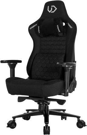 Офісне крісло, стілець для роботи, поперекова підтримка, 2 подушки з піни з ефектом пам&39яті, обертове крісло, підлокітники, регулювання висоти за допомогою газової пружини, ролики з фіксацією, металевий каркас, наповнювач з піни, чорний