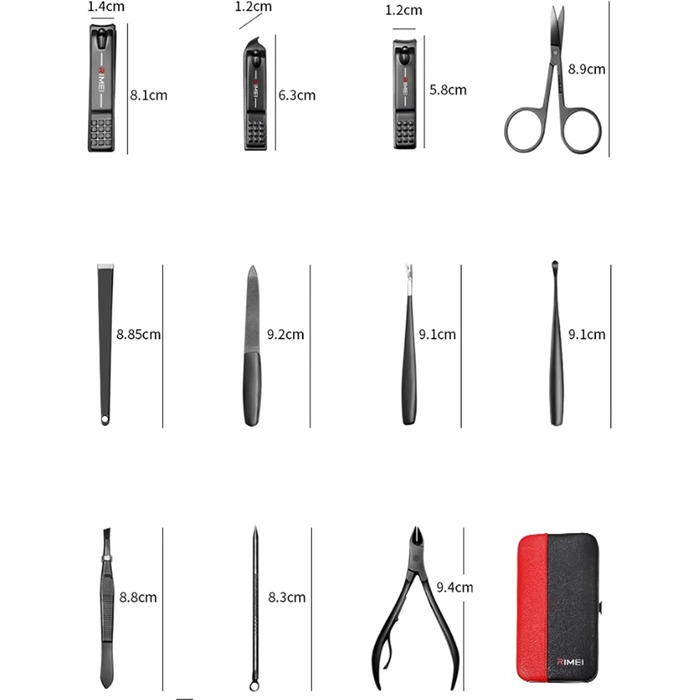 Набір кусачок для нігтів з 11 предметів, великі кусачки для нігтів, манікюрні ножиці, висококласний портативний різак для манікюру, інструменти для педикюру