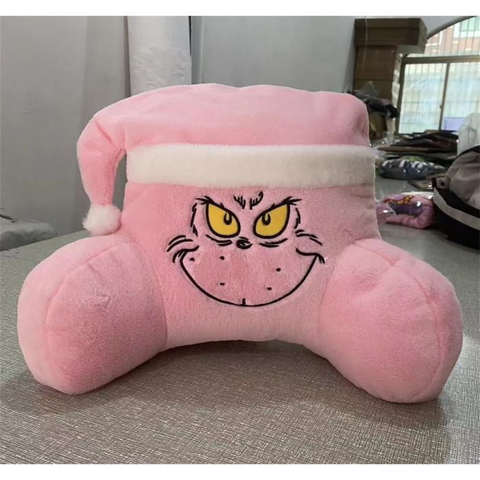 Подушка для читання Грінч, різдвяна м&39яка подушка, подарунки для ліжка, дивана, тумбочки, подушка для підтримки попереку (рожева)