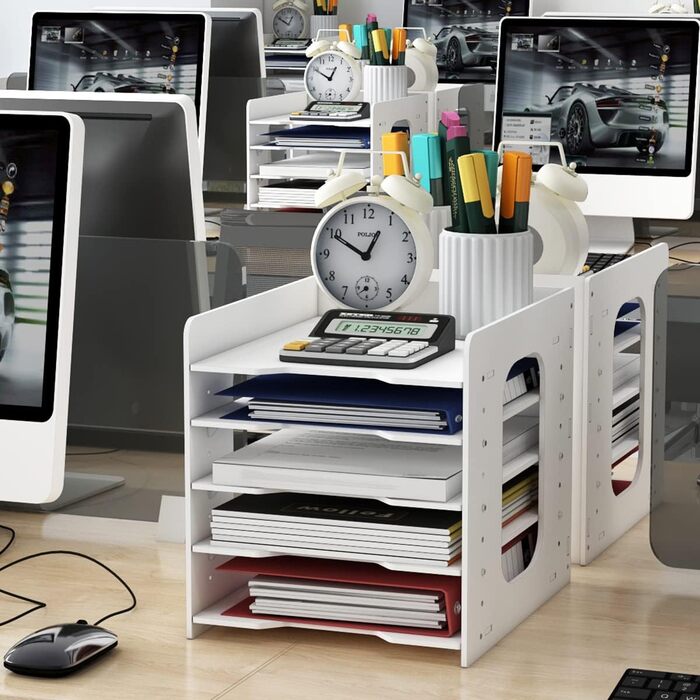 Портативний лоток для документів формату A4, лоток для листів, лотки для документів, настільний органайзер для файлів з ПВХ, лоток для паперу, система зберігання файлів, тримач для документів для офісу, навчання, школи (5 рівнів)