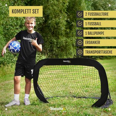 Дитячі футбольні ворота для саду комплект з 2 шт. з армованими склопластиковими стійками дитячі футбольні ворота, включаючи м&39яч, насос, анкер для землі та сумку для перенесення чорні дитячі футбольні ворота