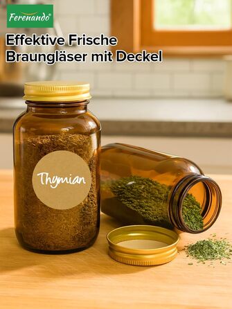 Набір скляних банок для зберігання, 4 предмети, банки з бурштинового скла об&39ємом 500 мл з кришками, герметичні, з етикетками та лійкою, вологозахисні пляшки з бурштинового скла для зберігання спецій, трав, чаю, кави, горіхів, 4 x 500 мл