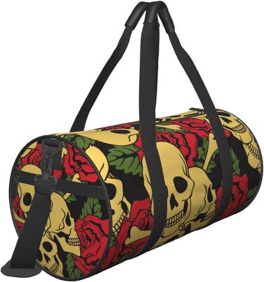 Дорожня сумка-циліндр з малюнком троянд та черепів, спортивна сумка для чоловіків та жінок, сумка-мішок, спортивна сумка