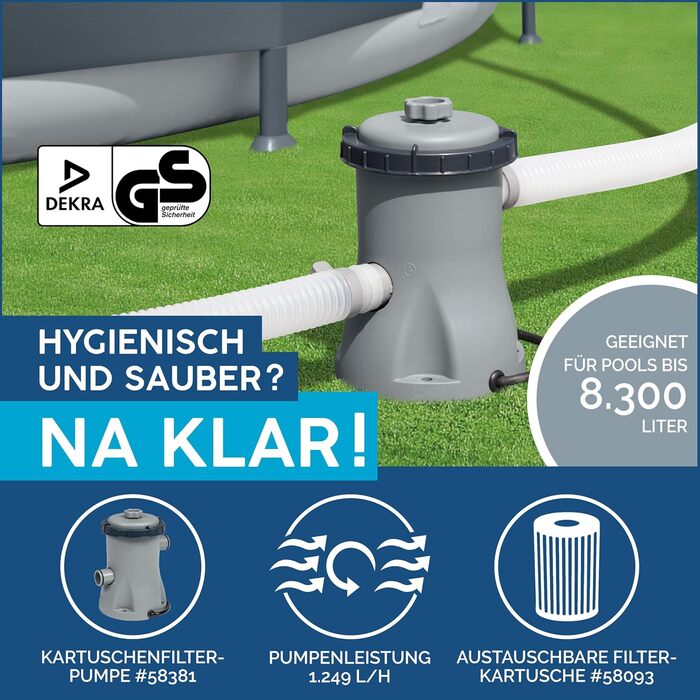 Набір для наземного басейну Bestway Fast Set з фільтруючим насосом Ø 244 x 61 см, синій, круглий