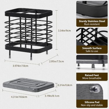 Настінний тримач зубної щітки Shinowa для ванної кімнати, тримач зубної пасти для електричної зубної щітки з нержавіючої сталі з лотком для швидкого висихання, 2 клейовими прорізами та настільним приладдям для ванної кімнати Органайзер для душу