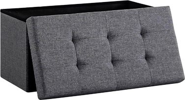 Лавка для зберігання Zedelmaier, м&39яка лавка, пуф, скриня для зберігання, вантажопідйомність до 300 кг, 76 x 38 x 38 см (льон - темно-сірий), темно-сірий, 38Г x 76Ш x 38В см