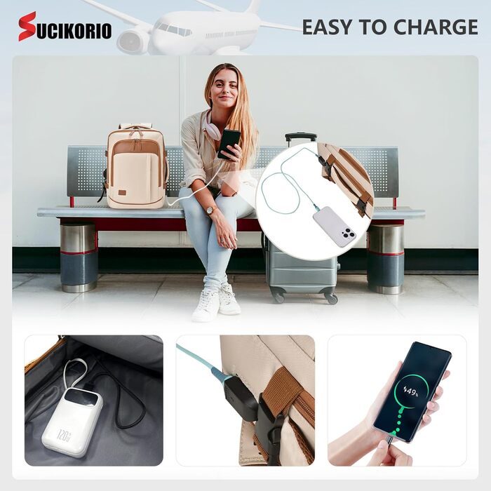 Рюкзак для подорожей Lufthansa KLM, розширюваний 5 см, 40x30x15 см, British Airways Air France, ручна поклажа, літак, з 3 кишенями, водонепроникний, для ноутбука, 15,6 дюймів, з USB, чорний