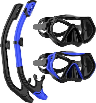 Набір для сноркелінгу JRing для дорослих, маска для дайвінгу та комплект для сухого сноркелінгу, окуляри для плавання із захистом від протікання та запотівання, маска для сноркелінгу, маска для дайвінгу для чоловіків та жінок, чорнийсиній