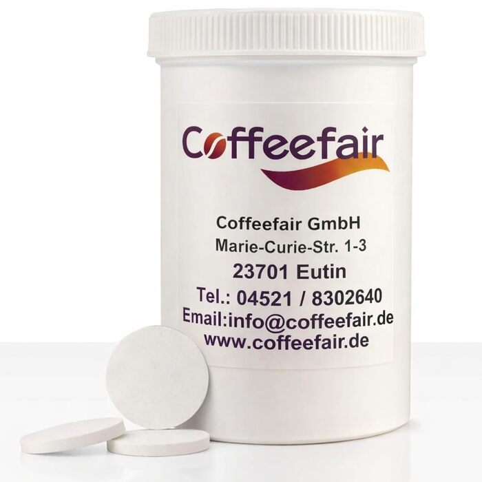 Таблетки для чищення кавомашини Coffeefair, 100 шт. x 1,3г, універсальні, інтенсивні та безпечні для матеріалів, оптимальна альтернатива таблеткам WMF