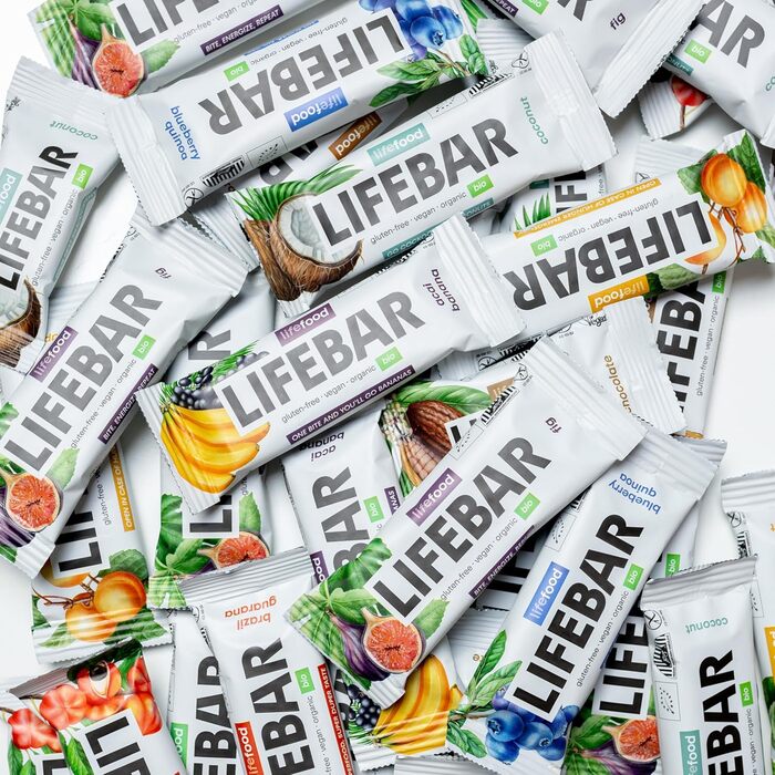 Енергетичні батончики Lifefood, веганські спортивні батончики, енергетичний батончик для піших прогулянок, їзди на велосипеді, фітнесу, органічний, без глютену, без лактози, без доданого цукру - 15 упаковок (15 x 40 г) (бразильський горіх)