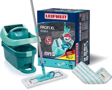 Набір для протирання Leifheit Professional Profi micro duo XL зі шваброю для підлоги та роликами зі змінною кришкою виготовлений з мікрофібри, абсорбуючий та простий у догляді