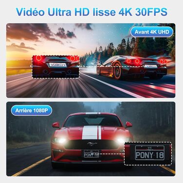 Відеореєстратор автомобільний передній задній, WiFi відеореєстратор безкоштовна карта 64GB, 170 широкий кут, G-сенсор відеореєстра