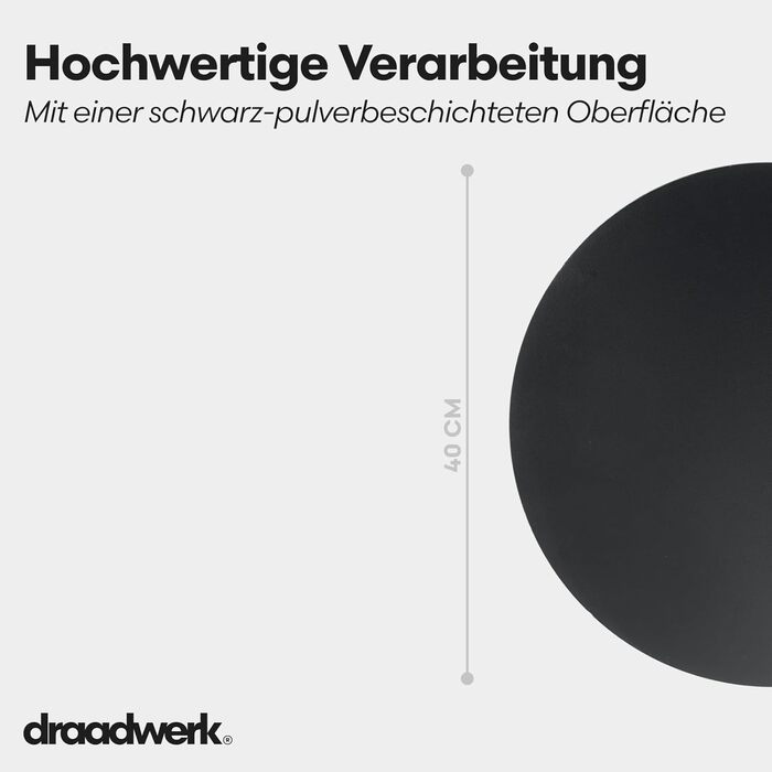 Круглий журнальний столик Журнальний столик для вітальні та їдальні 40 см Метал з порошковим покриттям Дизайн поза часом (чорний)