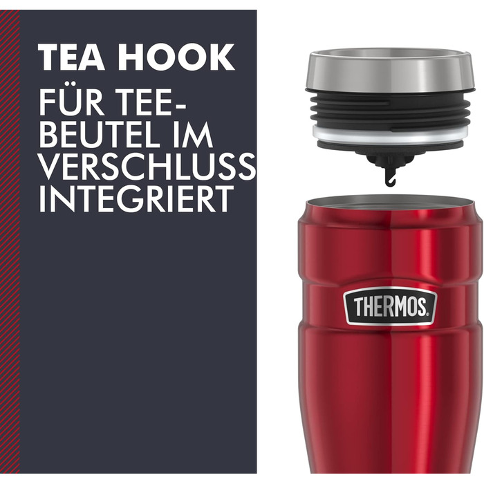 Термокружка-термос Stainless King, кавова кружка з нержавіючої сталі червоного кольору 470 мл, ізольована кружка, можна мити в пос