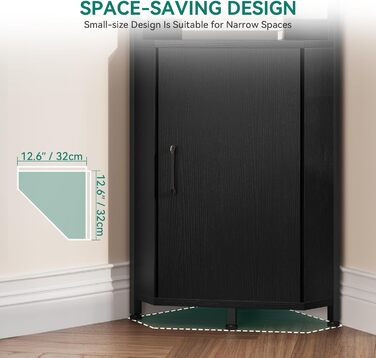 Кутова полиця YITAHOME з 4 полицями, промислова книжкова шафа з шафою, окремостояча дерев&39яна книжкова шафа, полиці для зберігання речей для вітальні, домашнього офісу, коридору, чорна стояча полиця