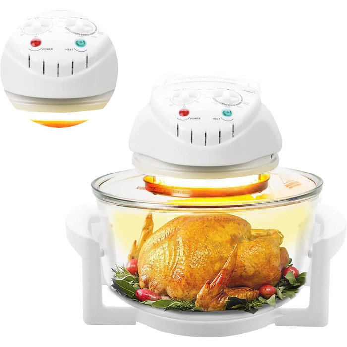Тринтіонна галогенова піч Конвекційна піч маленька 17 літрів Галогенова конвекційна піч з конвекційним грилем з подовжувальним кільцем Галогенова піч 1400 Вт для овочів, м'яса