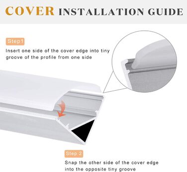 Світлодіодний алюмінієвий профіль DazSpirit, 6 шт. x 1 м світлодіодний V-подібний алюмінієвий профіль 45 з білою молочною кришкою, торцевими кришками та монтажним кронштейном для світлодіодних стрічок V-подібної форми-6 шт.