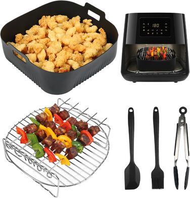 Аксесуари для фритюрниці YQL XXL Квадратна фритюрниця, багаторазова фритюрниця з гарячим повітрям підходить для фритюрниці Philips 6.2 л, COSORI 5.5 л-6.4 л/NINJA 5.7 л/Russell Hobbs Airfryer