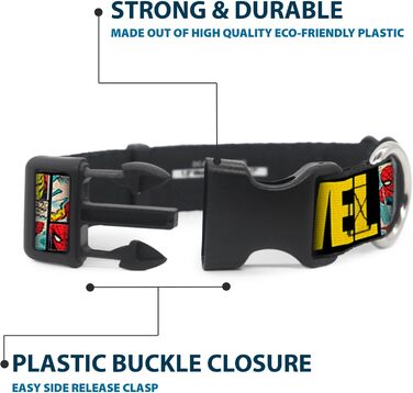 Нашийник для собак, пластиковий, з застібкою, Marvel Comics, 22.9-38.1 см, ширина 1.3 см, багатокольоровий. Розмір L (для обхвату шиї 35-43 см)