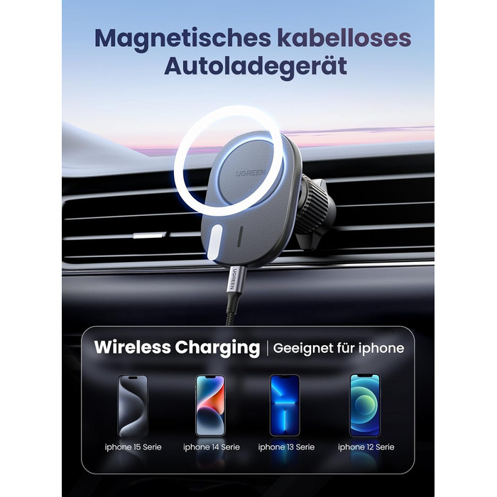 Бездротовий зарядний пристрій Автомобільний тримач мобільного телефону з функцією зарядки Магнітний бездротовий зарядний пристрій