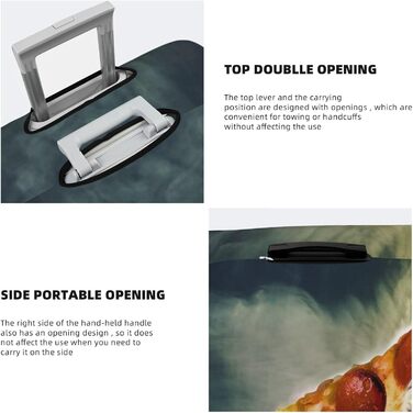 Кумедні мопси, захисний чохол для валізи Піца з песиком, міцний захист для валіз розміром 45.7 - 81.3 см, розмір XL, чорний, екстра-великий