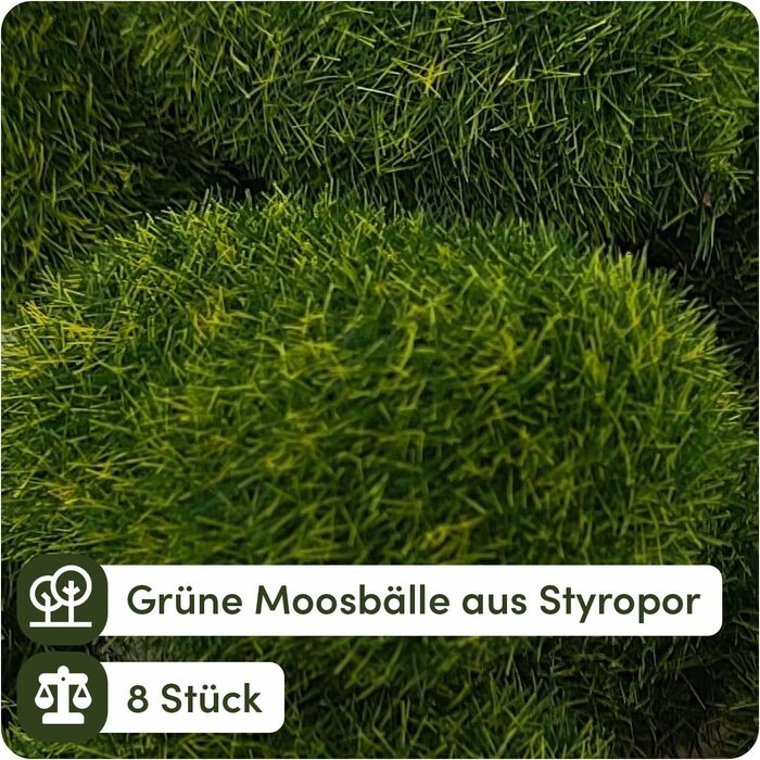 Мохові камені штучний зелений декор штучний мох кульки декор мохові кульки мох камені декор штучні камені зелені рослини декор для садових тераріумів декоративні камені мохові камені штучний мох, 8 шт.