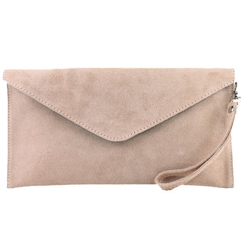 Жіноча замшева шкіряна сумка-клатч через плече T106, вечірня сумка ручної роботи, Італійського кольору, рожево-бежевого кольору, 2 шт.