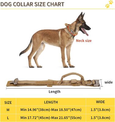Тактичний нашийник для собак G-raphy, військовий стиль, регульований, нейлон, з контрольною ручкою (L, коричневий)