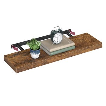 Настінна полиця VASAGLE, Плаваюча полиця, 20 x 80 x 3,8 см, Настінна полиця для рамок для картин, Декор, для вітальні, кабінету, кухні, Рустикальний коричневий LWS28BX Комплект з 1 предмета (80B см) Вінтажний коричневий